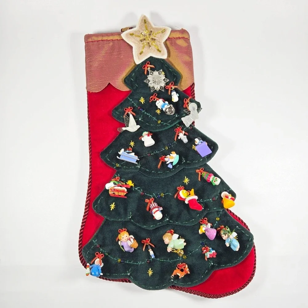 Vintage Hallmark Stocking Display Tree w/ 23 Miniature Mini Ornaments 2005 - Picture 1 of 7